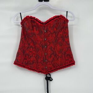 Unbranded red black lace corset top